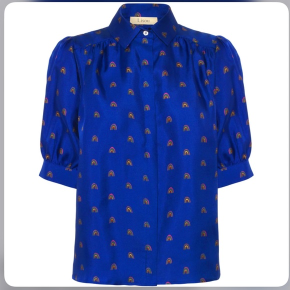 BNWT Lisou Betty Blue Rainbow Blouse. Sz 14UK/US 10. ASO Kate Middleton - Picture 7 of 9